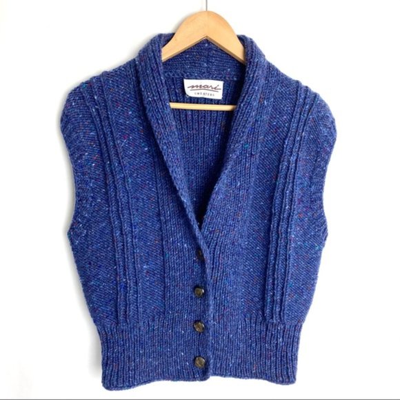Vintage Blue Women's Sweater Vest - Picture 1 of 9